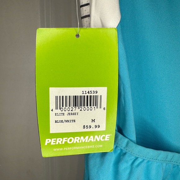 PERFORMANCE Elite Cycling Jersey Size M Blue White Short Sleeves Pockets - Picture 4 of 9